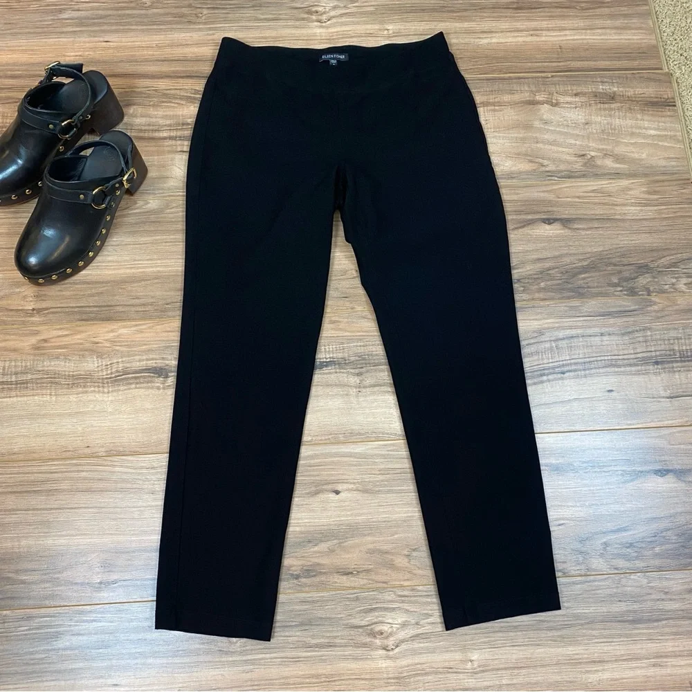 Eileen Fisher Knit Straight Leg Pant Women's Small Color Black - Picture 1 of 8